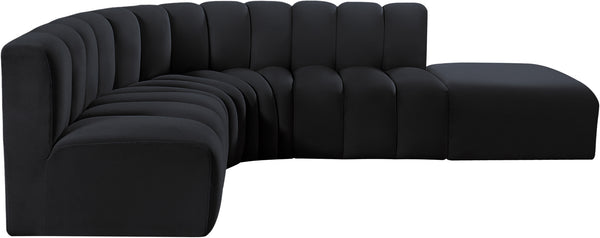 Arc Black Velvet Modular Sofa 103Black-S5C Meridian Furniture