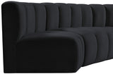 Arc Black Velvet Modular Sofa 103Black-S6A Meridian Furniture