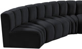 Arc Black Velvet Modular Sofa 103Black-S6A Meridian Furniture