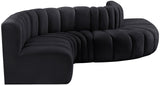 Arc Black Velvet Modular Sofa 103Black-S6A Meridian Furniture