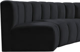 Arc Black Velvet Modular Sofa 103Black-S6B Meridian Furniture