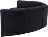 Arc Black Velvet Modular Sofa 103Black-S6B Meridian Furniture