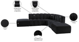 Arc Black Velvet Modular Sofa 103Black-S6C Meridian Furniture