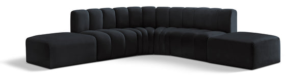 Arc Black Velvet Modular Sofa 103Black-S6C Meridian Furniture