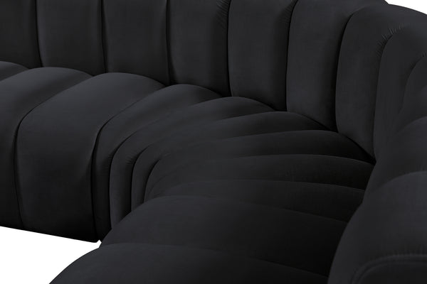 Arc Black Velvet Modular Sofa 103Black-S6C Meridian Furniture