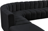 Arc Black Velvet Modular Sofa 103Black-S6C Meridian Furniture