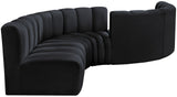 Arc Black Velvet Modular Sofa 103Black-S6D Meridian Furniture