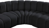 Arc Black Velvet Modular Sofa 103Black-S7A Meridian Furniture