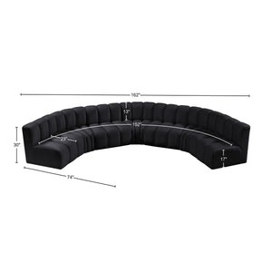 Arc Black Velvet Modular Sofa 103Black-S7B Meridian Furniture