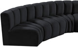 Arc Black Velvet Modular Sofa 103Black-S7B Meridian Furniture