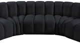 Arc Black Velvet Modular Sofa 103Black-S7B Meridian Furniture