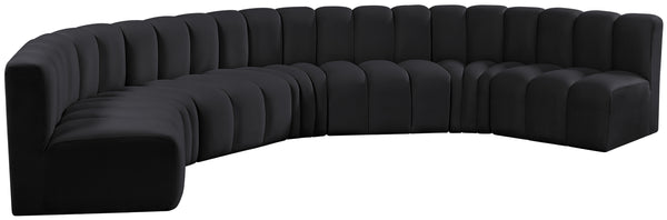Arc Black Velvet Modular Sofa 103Black-S7B Meridian Furniture