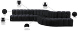 Arc Black Velvet Modular Sofa 103Black-S7C Meridian Furniture