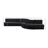 Arc Black Velvet Modular Sofa 103Black-S7C Meridian Furniture