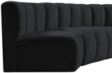 Arc Black Velvet Modular Sofa 103Black-S7C Meridian Furniture