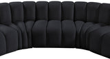 Arc Black Velvet Modular Sofa 103Black-S7C Meridian Furniture