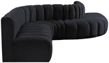 Arc Black Velvet Modular Sofa 103Black-S7C Meridian Furniture