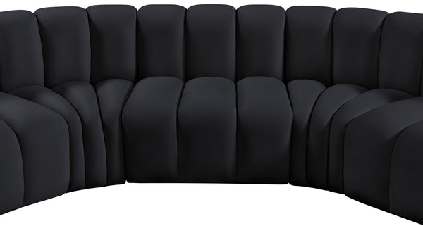 Arc Black Velvet Modular Sofa 103Black-S8A Meridian Furniture