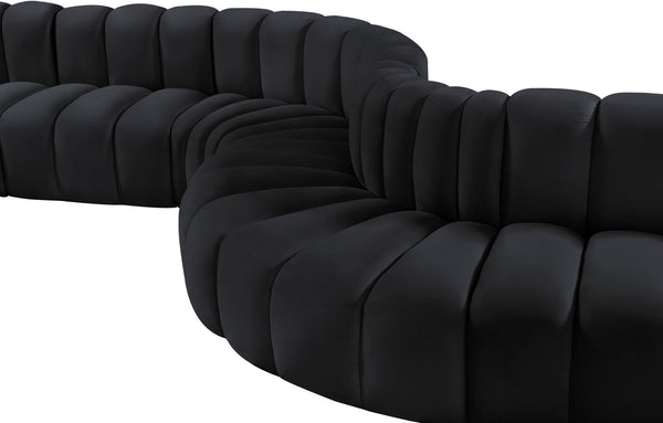 Arc Black Velvet Modular Sofa 103Black-S8C Meridian Furniture