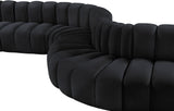 Arc Black Velvet Modular Sofa 103Black-S8C Meridian Furniture