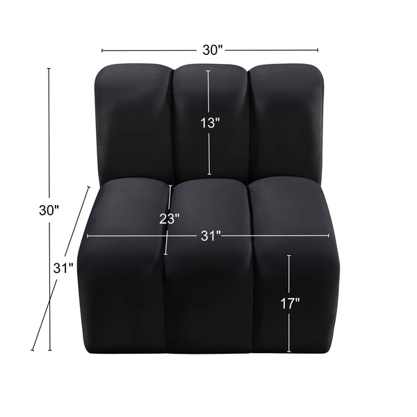 Arc Black Velvet Straight Chair 103Black-ST Meridian Furniture