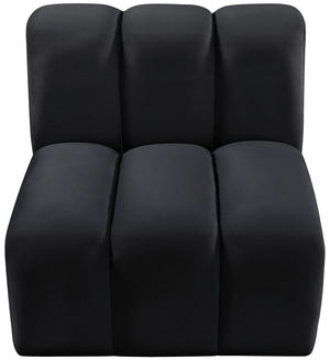 Arc Black Velvet Straight Chair 103Black-ST Meridian Furniture