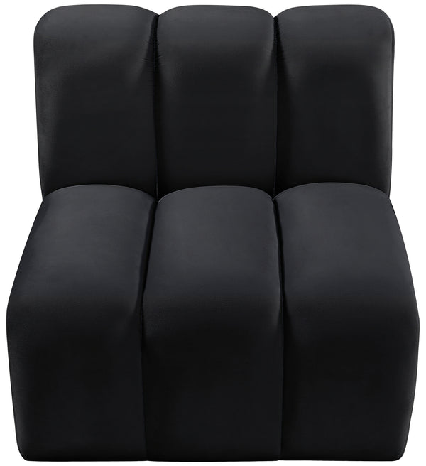 Arc Black Velvet Straight Chair 103Black-ST Meridian Furniture