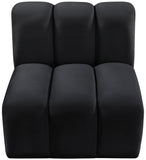 Arc Black Velvet Straight Chair 103Black-ST Meridian Furniture