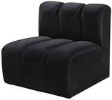 Arc Black Velvet Straight Chair 103Black-ST Meridian Furniture