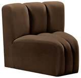 Arc Brown Velvet Curved Corner 103Brown-CC Meridian Furniture