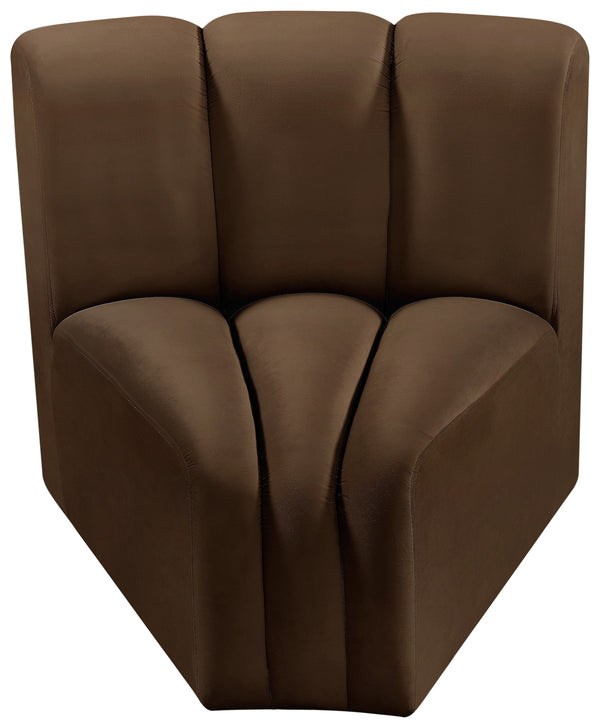 Arc Brown Velvet Curved Corner 103Brown-CC Meridian Furniture