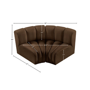 Arc Brown Velvet Modular Sofa 103Brown-S2B Meridian Furniture