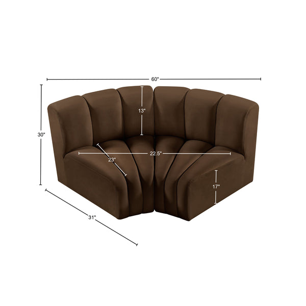 Arc Brown Velvet Modular Sofa 103Brown-S2B Meridian Furniture