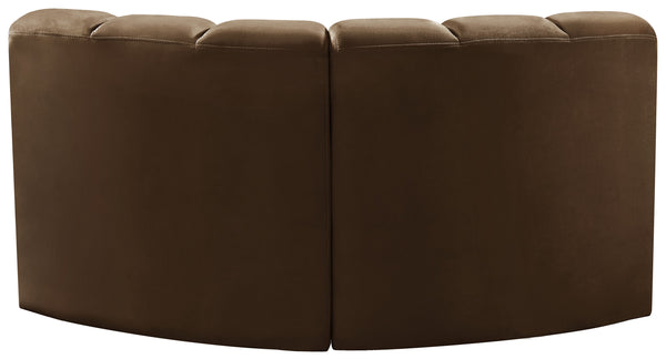 Arc Brown Velvet Modular Sofa 103Brown-S2B Meridian Furniture