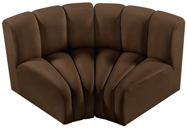Arc Brown Velvet Modular Sofa 103Brown-S2B Meridian Furniture