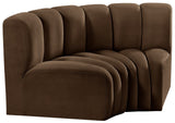 Arc Brown Velvet Modular Sofa 103Brown-S2B Meridian Furniture