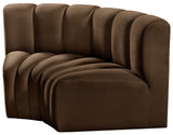 Arc Brown Velvet Modular Sofa 103Brown-S2B Meridian Furniture