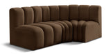 Arc Brown Velvet Modular Sofa 103Brown-S3A Meridian Furniture