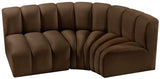 Arc Brown Velvet Modular Sofa 103Brown-S3A Meridian Furniture