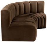 Arc Brown Velvet Modular Sofa 103Brown-S3A Meridian Furniture