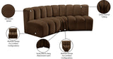 Arc Brown Velvet Modular Sofa 103Brown-S3B Meridian Furniture