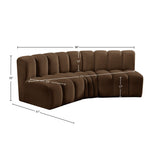 Arc Brown Velvet Modular Sofa 103Brown-S3B Meridian Furniture