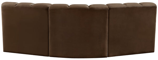 Arc Brown Velvet Modular Sofa 103Brown-S3B Meridian Furniture