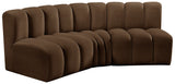 Arc Brown Velvet Modular Sofa 103Brown-S3B Meridian Furniture