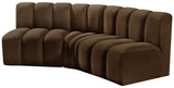 Arc Brown Velvet Modular Sofa 103Brown-S3B Meridian Furniture