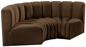 Arc Brown Velvet Modular Sofa 103Brown-S3C Meridian Furniture