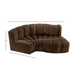 Arc Brown Velvet Modular Sofa 103Brown-S3D Meridian Furniture