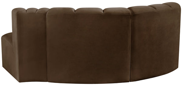 Arc Brown Velvet Modular Sofa 103Brown-S3D Meridian Furniture