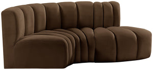 Arc Brown Velvet Modular Sofa 103Brown-S3D Meridian Furniture