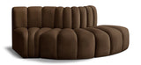 Arc Brown Velvet Modular Sofa 103Brown-S3E Meridian Furniture